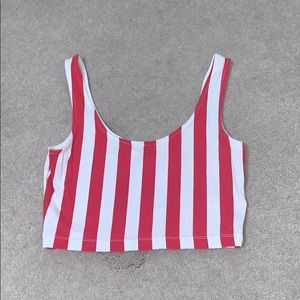 Red and white striped H&M crop top